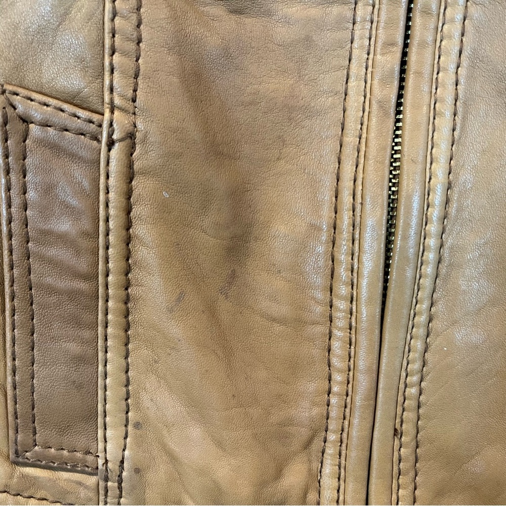 MICHAEL Michael Kors XS Brown Leather Short Moto Jacket -AS IS- - Picture 5 of 16